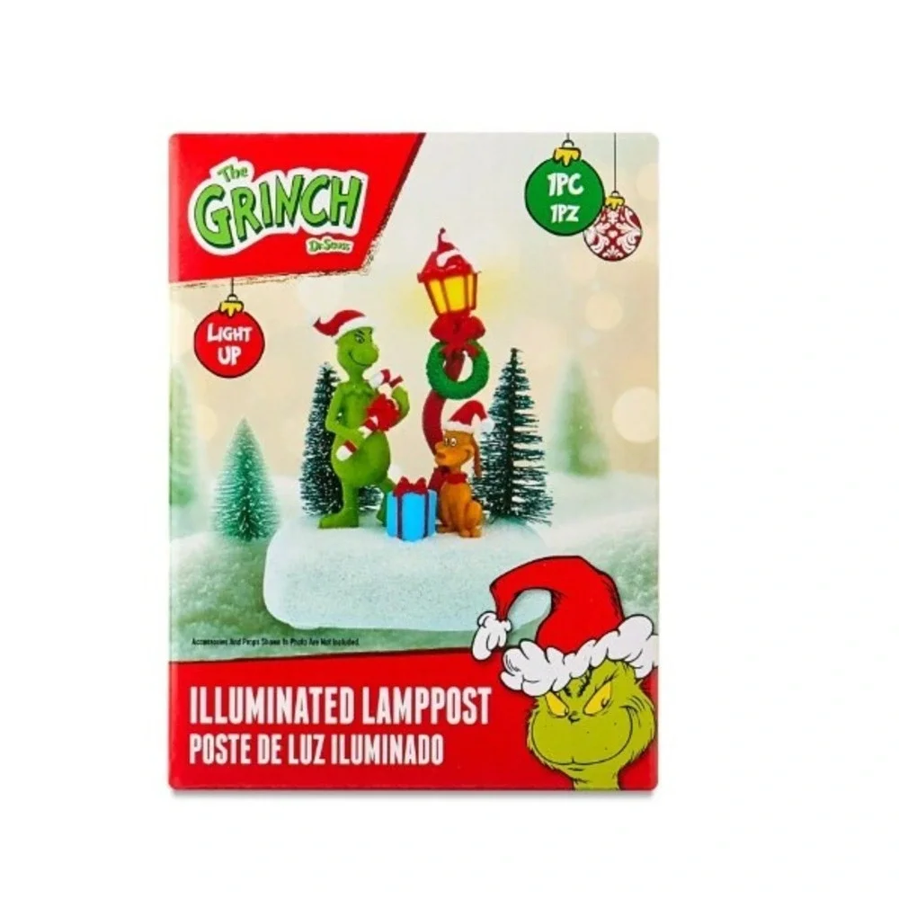 Dr. Seuss Grinch and Max Illuminated Lamppost Christmas Decoration New‎